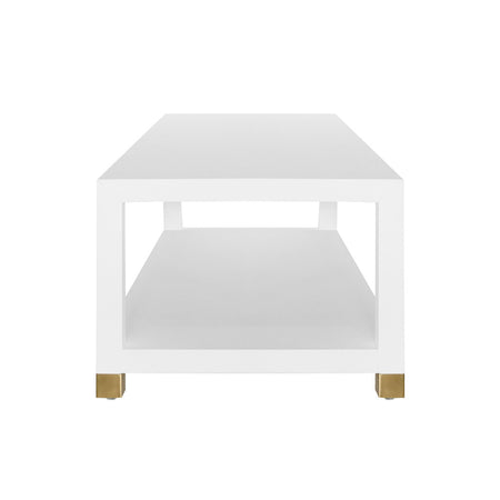 Sudler White Lacquered Linen Coffee Table - side view