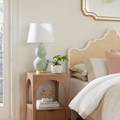 Sylvie Celadon Lamp styled in bedroom