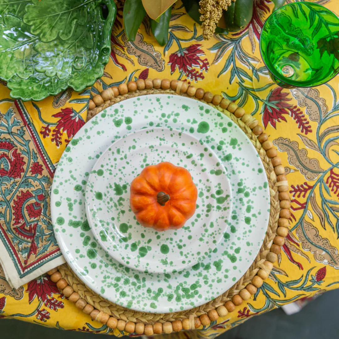 Taverna Green Speckled Plates - fall tablescape