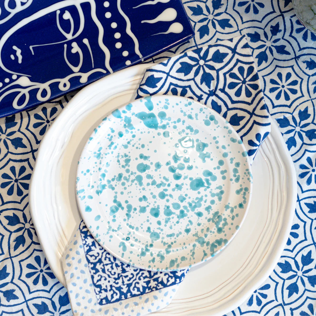 Taverna Turquoise Speckled Plate - Italian Splatterware