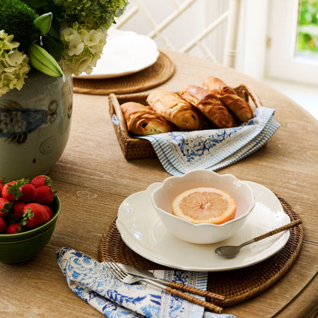 Teplin Woven Rattan Vanity Tray on breakfast table