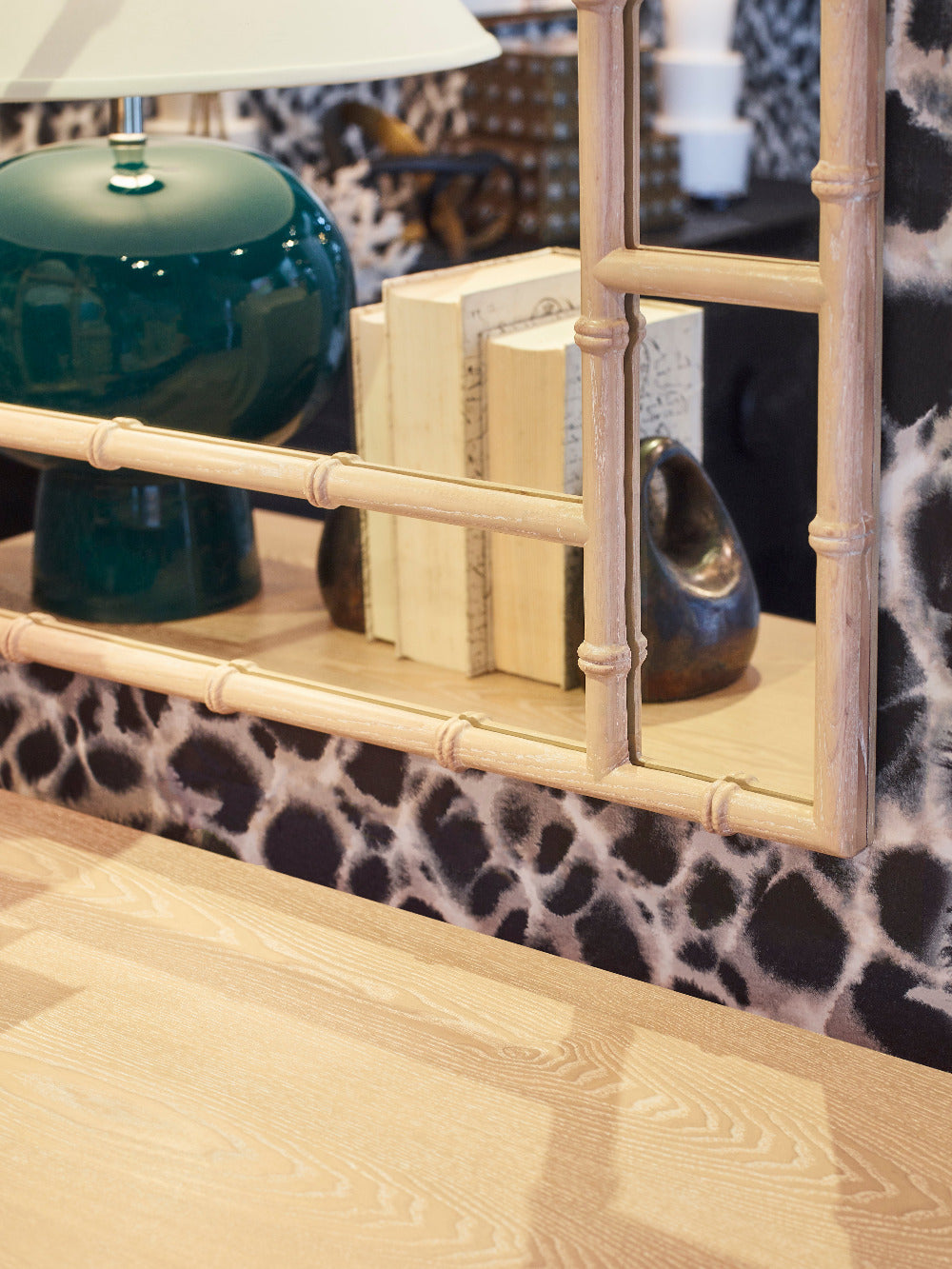 Talbot Wall Mirror Cerused Oak Details