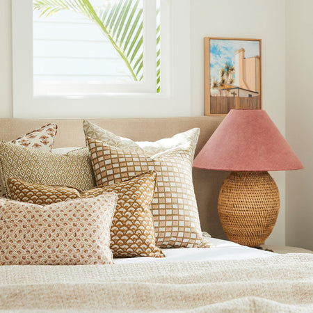 Tindari Shell Pillow Cover styled on bed 