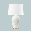 Tobacco Leaf Blanc de Chine Lamp on blue background