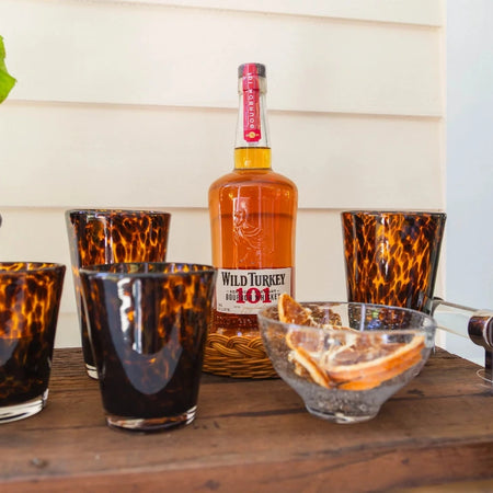 Torcello Tortoise Glassware styled on bar