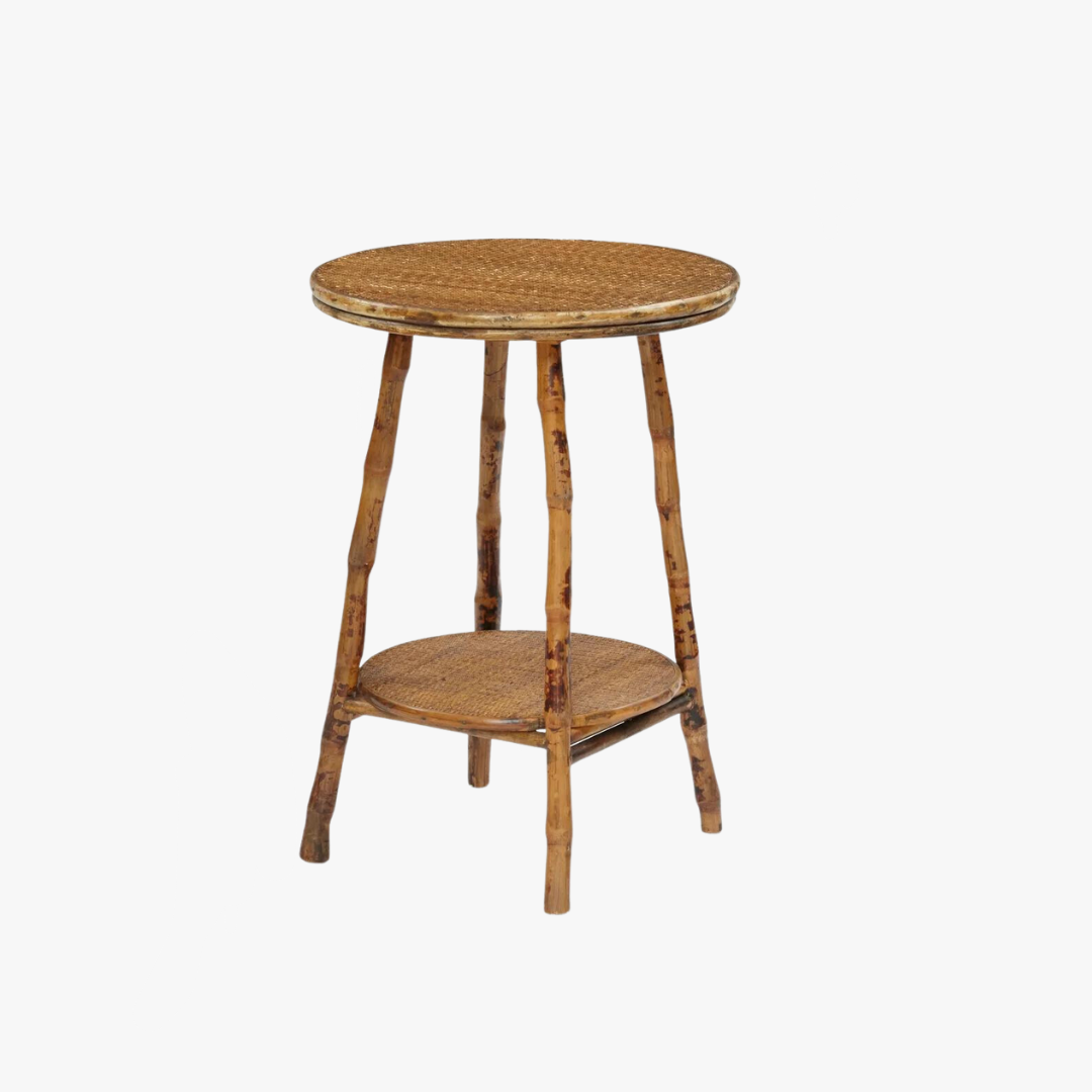 Tortoise Bamboo Round Accent Table