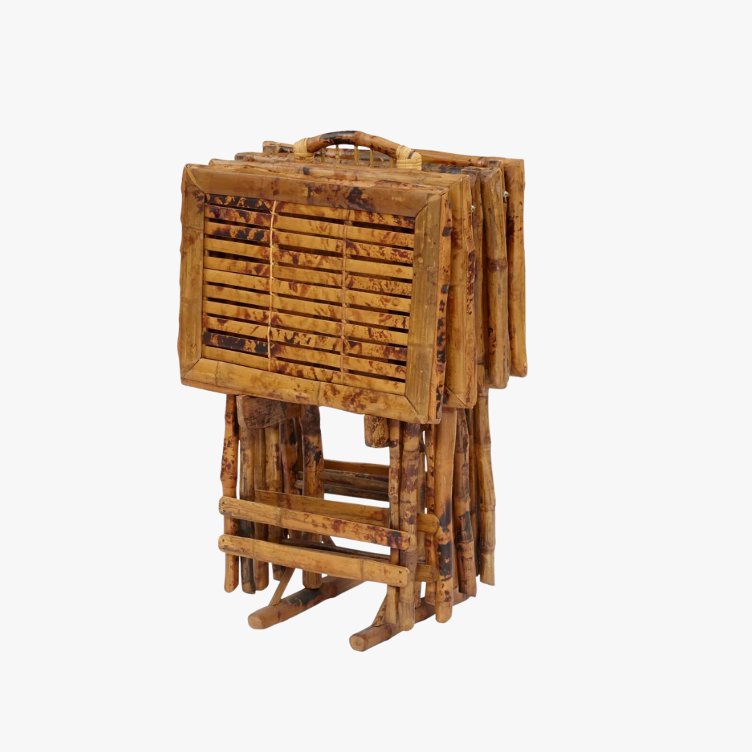 Tortoise Bamboo TV Tray Set