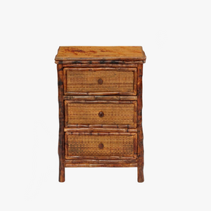 Tortoise Bamboo Three Drawer Side Table