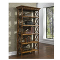 Tortoise Bamboo English Bookcase styled with books in living room