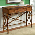Tortoise Bamboo English Console styled in green room
