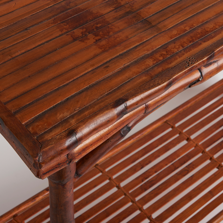 Tortoise Bamboo Occasional Table - top closeup