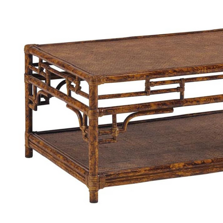 Tortoise Pagoda Small Coffee Table Closeup of rattan details