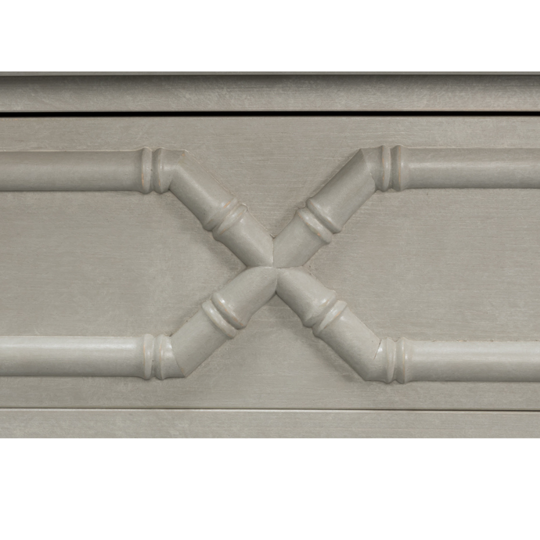 Tortuga White Chest - raised bamboo details