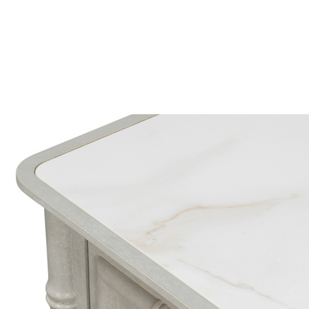 Tortuga White Chest - stone top closeup
