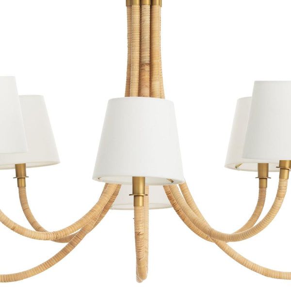 Treble Chandelier - White Linen Shades