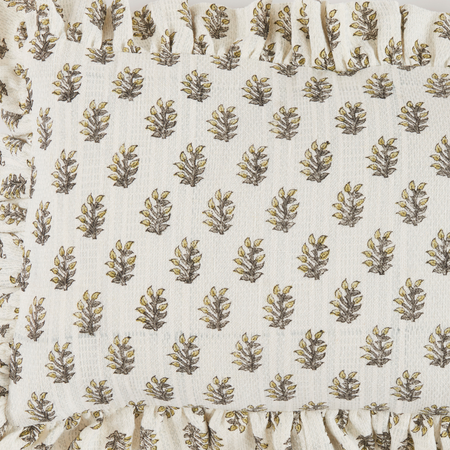 Trulli Ruffle Lumbar Pillow Cover - blockprint pattern closeup