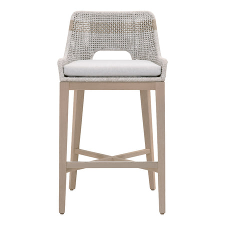 Turin Outdoor Teak Bar Stool - woven rope back
