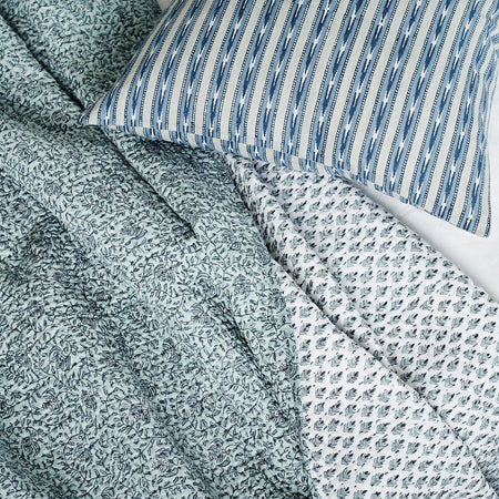 Ubud Tahoe Quilt with Mashru Tahoe Pillow