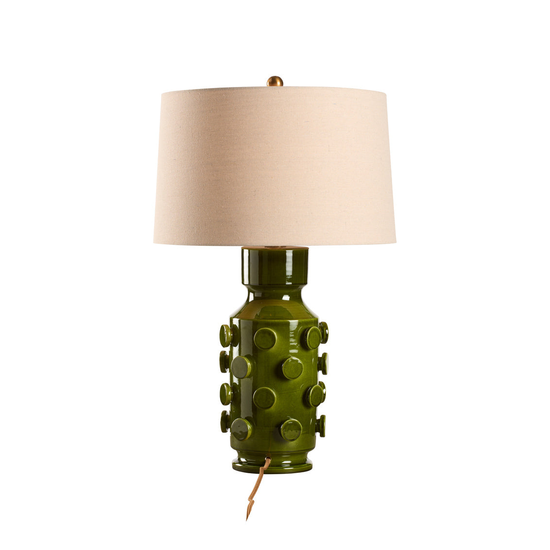Ungaro Green Table Lamp - natural linen shade
