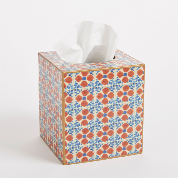 Oaxaca Tiles Tissue Box Cover with tissues inside
