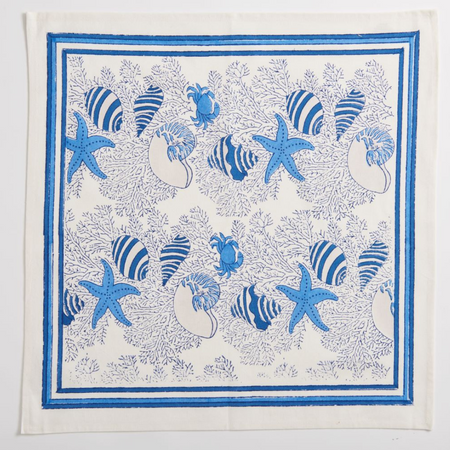Sealife Napkin - Coral, Starfish, Crabs and  Shells