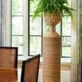 Braided Wicker Urn and Wicker Pedestal Styled in Dining Room - Dear Keaton