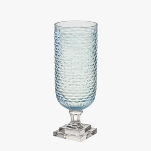 Pale Blue Cut Glass Hurricane