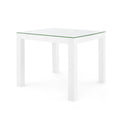 Parsons White Grasscloth Game Table with glass top