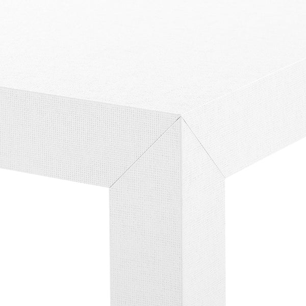 Parsons White Grasscloth Game Table closeup