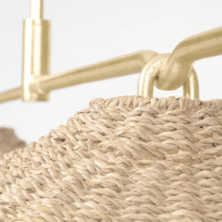 Viens Linear Chandelier - woven rope and gold details
