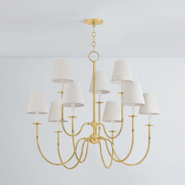 Vivien Chandelier with textured linen shades