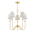 Vivien Five Light Chandelier with textured linen shades