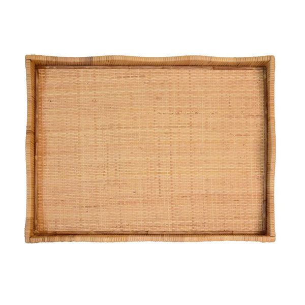 Wave Rattan Wrapped Tray - Large Top View
