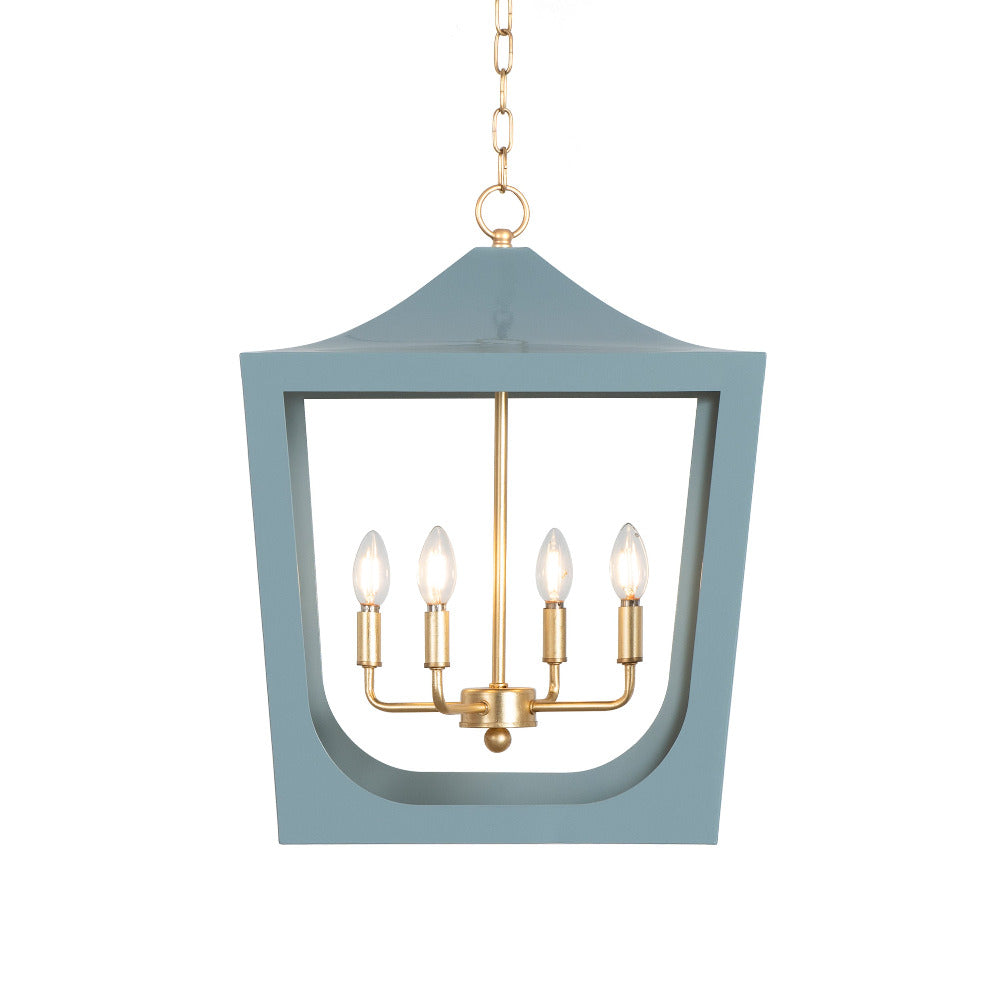 Blue Pagoda Lantern Pendant Lit