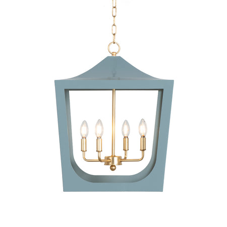 Blue Pagoda Lantern Pendant Lit