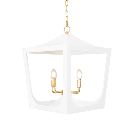 White Pagoda Lantern Pendant Lit Bulbs