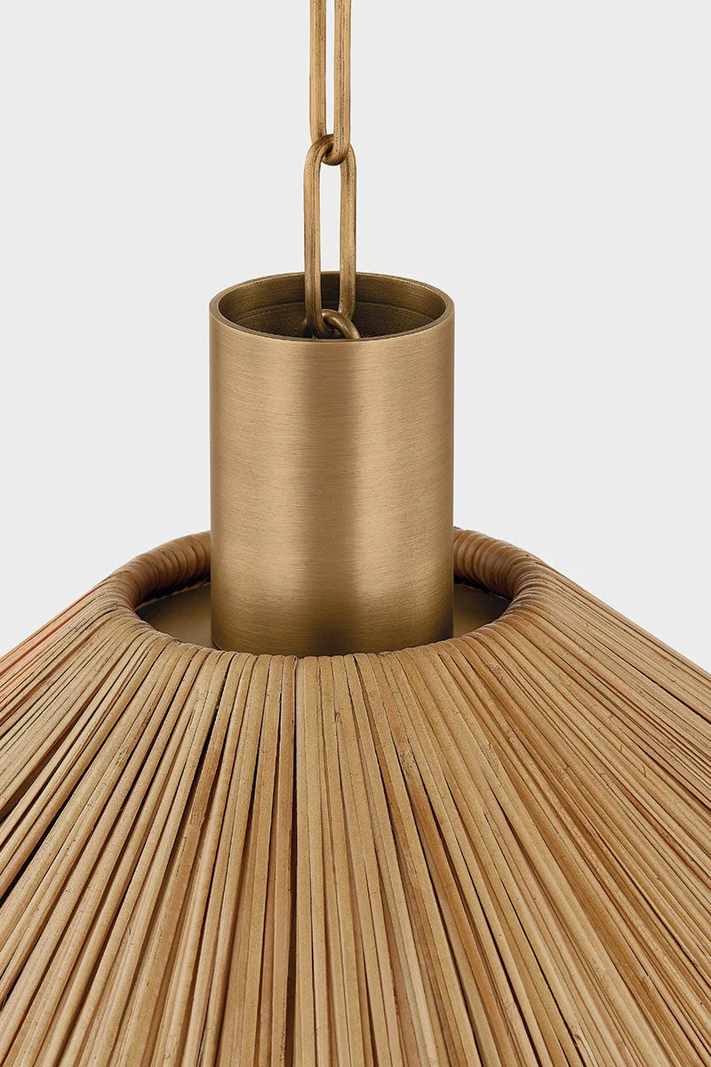 Woods Cove Rattan Pendant closeup
