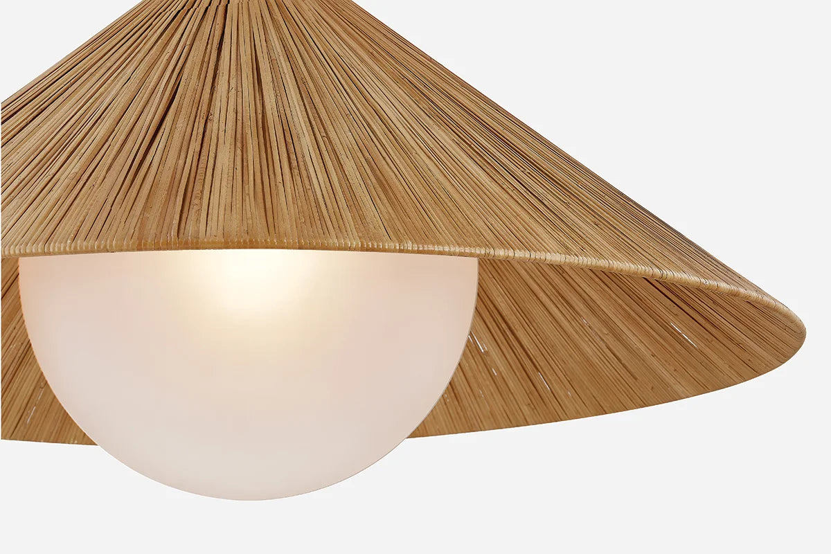 Woods Cove Rattan Pendant Globe Closeup