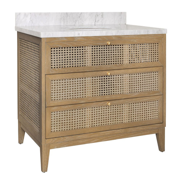 Watson Cerused Oak Vanity with woven cane drawers