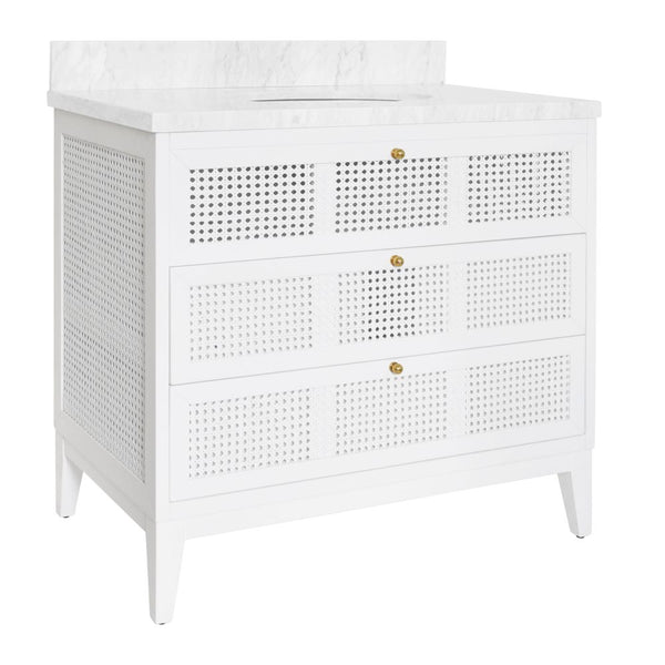 Watson White Lacquered Vanity with marble top