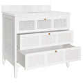 Watson White Lacquered Vanity - cane drawer fronts