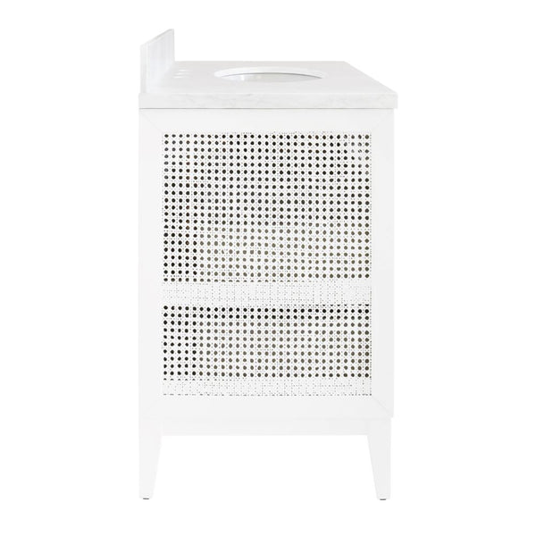 Watson White Lacquered Vanity woven cane panel sides