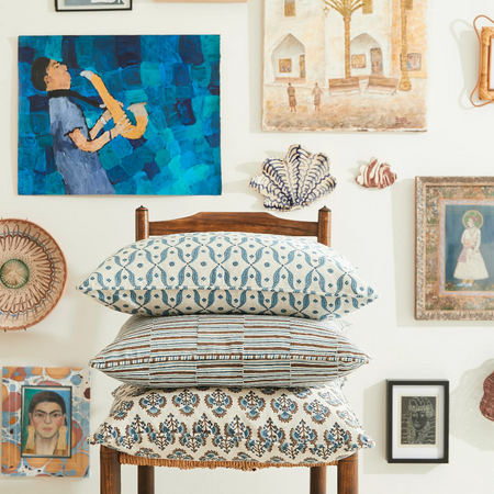 Walter G Block Print Cocoa Pillow Stack