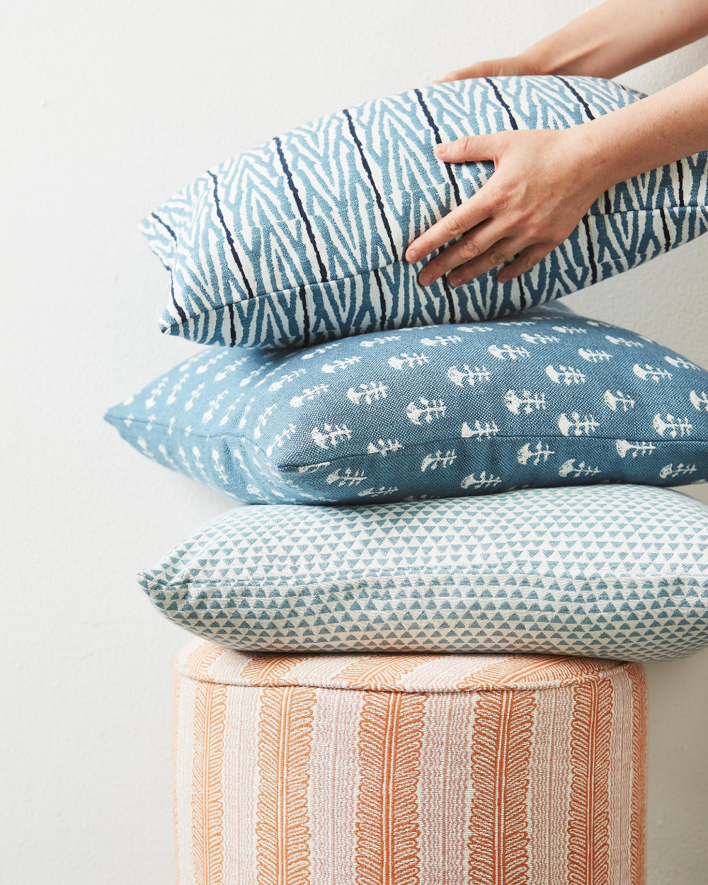 Walter G Sunbrella outdoor pillow stack