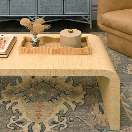 Waterfall Grasscloth Coffee Table - styled