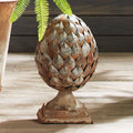 Weathered Metal Artichoke Finial with fern