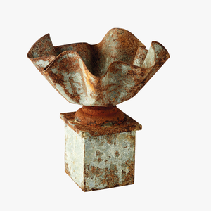 Weathered Metal Handkerchief Pedestal Planter