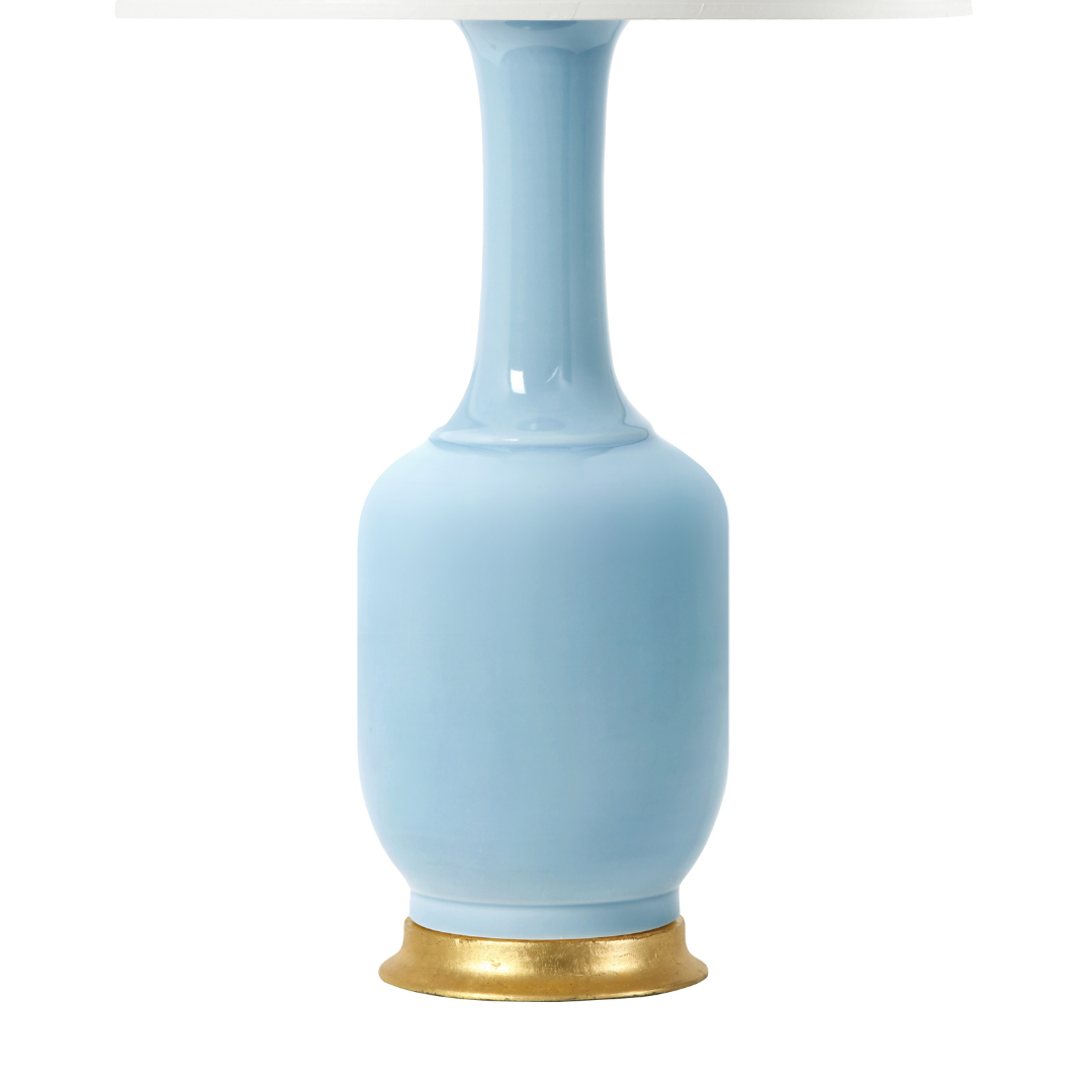 Safira Sky Blue Lamp Base with Gold Leaf Details