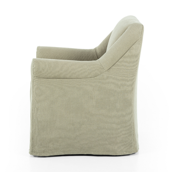 Bella Slipcover Dining Chair - Khaki Linen Side View