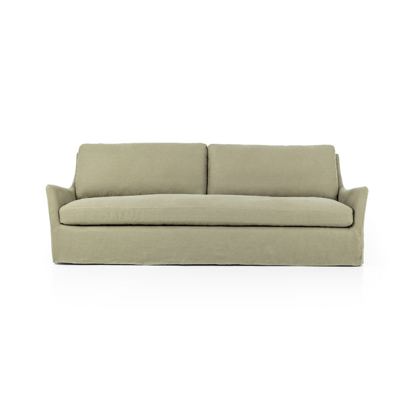 Moira Slipcover Sofa - Khaki Linen Front View